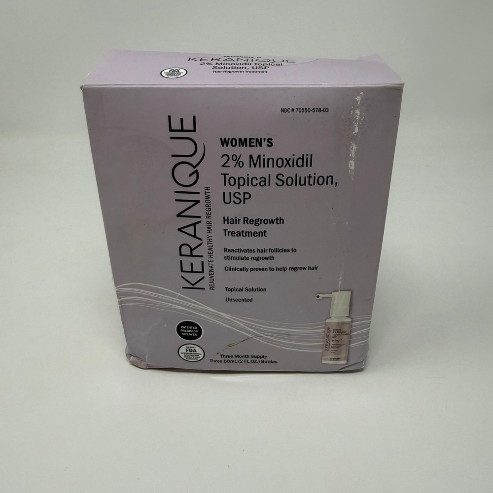 Keranique Womens 2% Minoxidil Hair Regrowth 3 Month Supply 3 Pk Exp 07/27